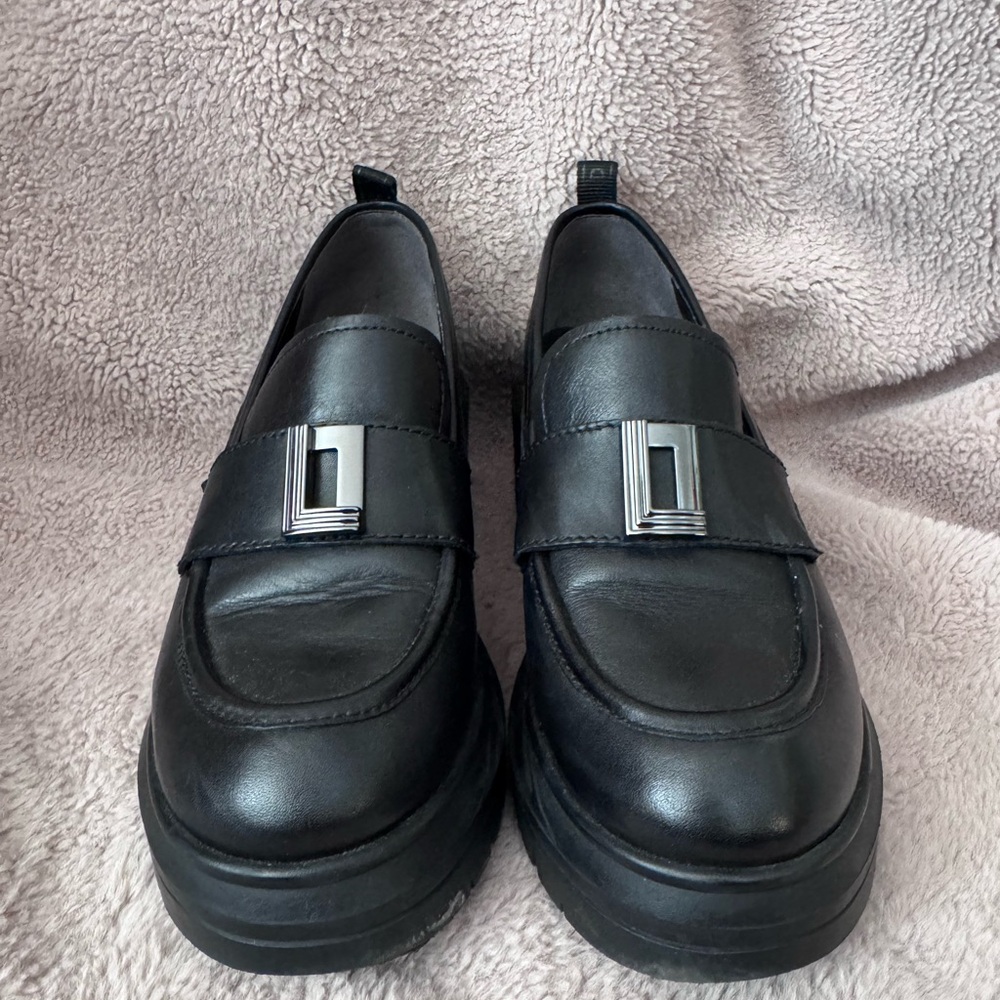 Karl Lagerfeld Black Loafers with Silver Accent